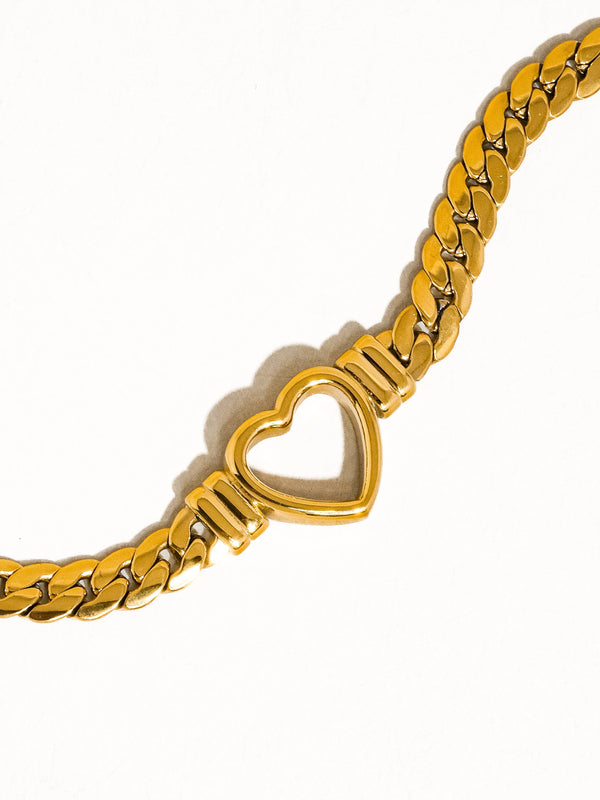Tessa 14K Non-Tarnish Heart Snake Chain Necklace: Yellow Gold / Necklace