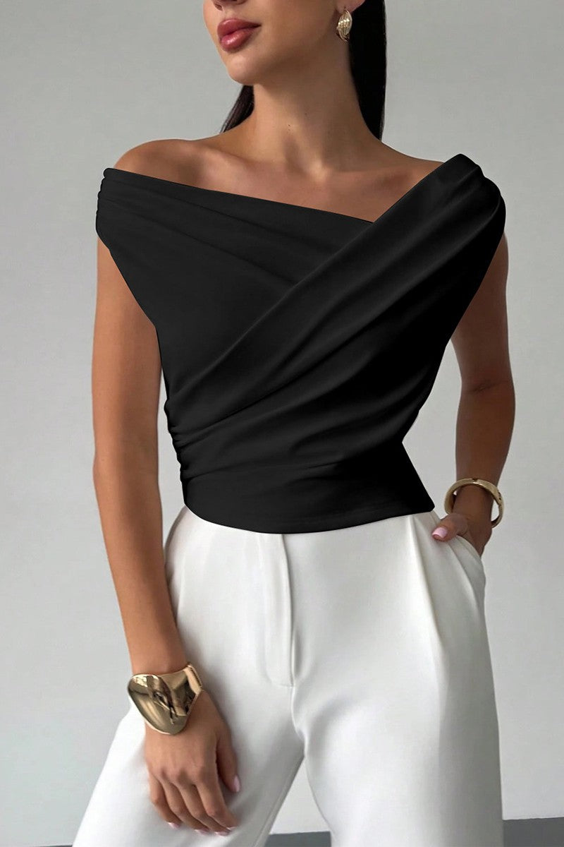 Power Move Draped Top | BLK Blouse