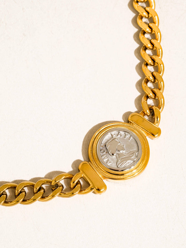Parisse 18K Gold Non-Tarnish Coin Pendant Necklace: Yellow Gold