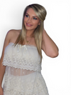 Ivory Eyelet Tiered Strapless TOP