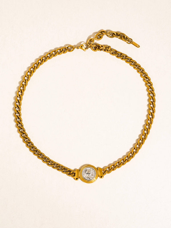 Parisse 18K Gold Non-Tarnish Coin Pendant Necklace: Yellow Gold