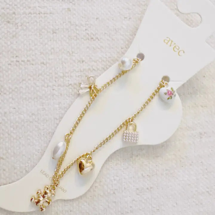Darling Bear Charm Anklet | GOLD