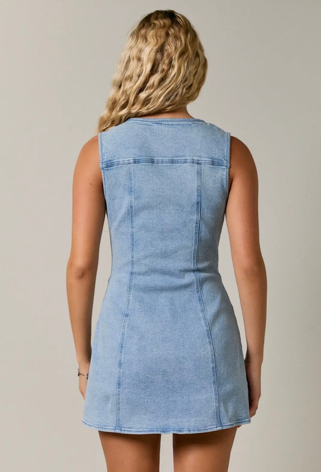 Light Wash Denim Corset Romper