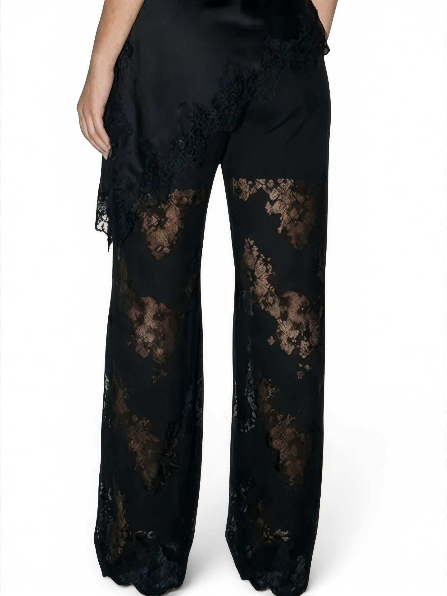 Noir Lace Satin Pants — Set Bottom