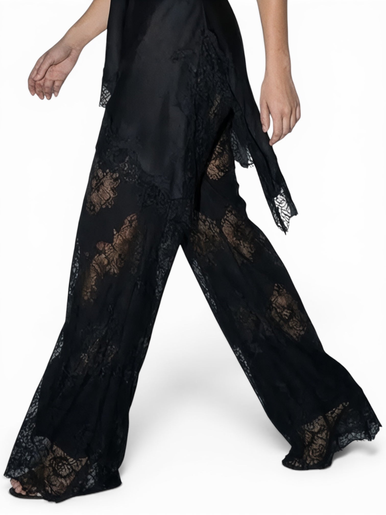 Noir Lace Satin Pants — Set Bottom
