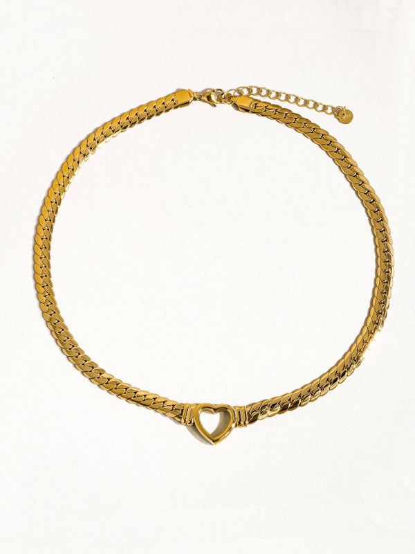 Tessa 14K Non-Tarnish Heart Snake Chain Necklace: Yellow Gold / Necklace