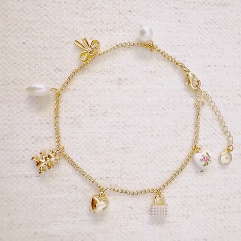Darling Bear Charm Anklet | GOLD